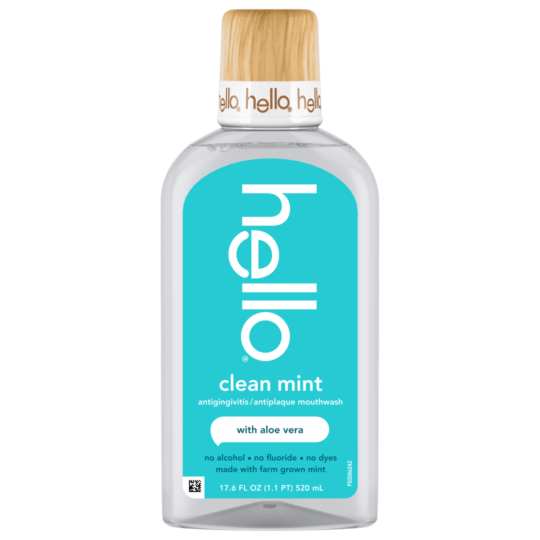 hello Clean Mint Alcohol Free Mouthwash with Aloe Vera, Fluoride Free Gum Mouthwash, 17.6 fl oz