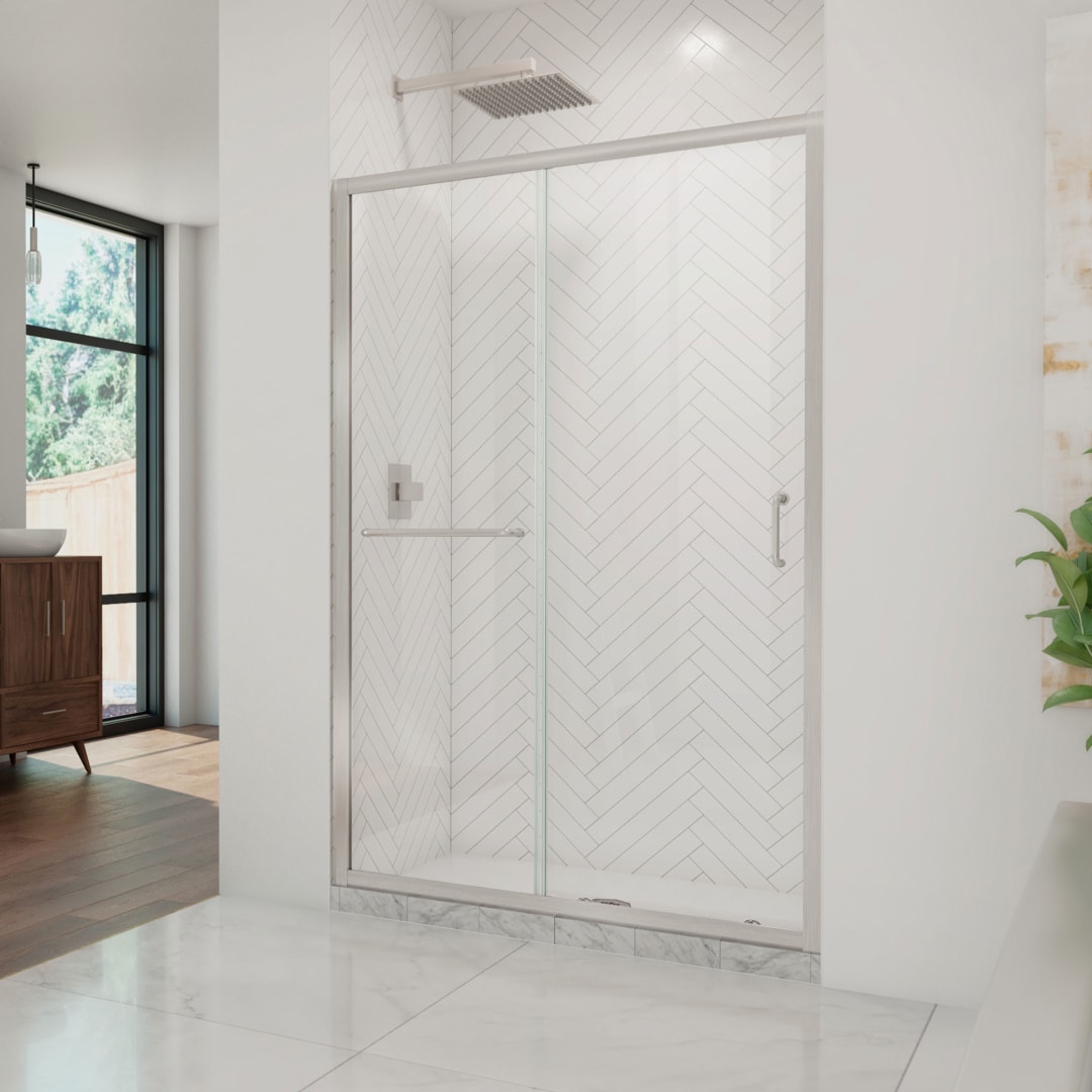 DreamLine Infinity-Z 44 - 48 inch W x 72 inch H Semi-Frameless Sliding Shower Door in Brushed Nickel