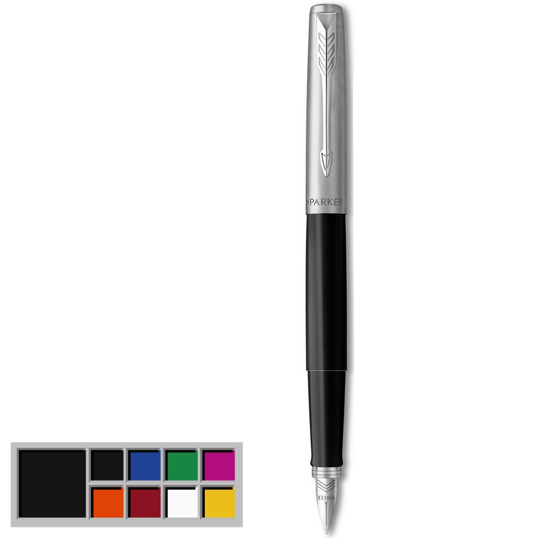 Parker Jotter Originals pluma estilográfica | acabado negro clásico | plumín mediano| tinta negra y azul