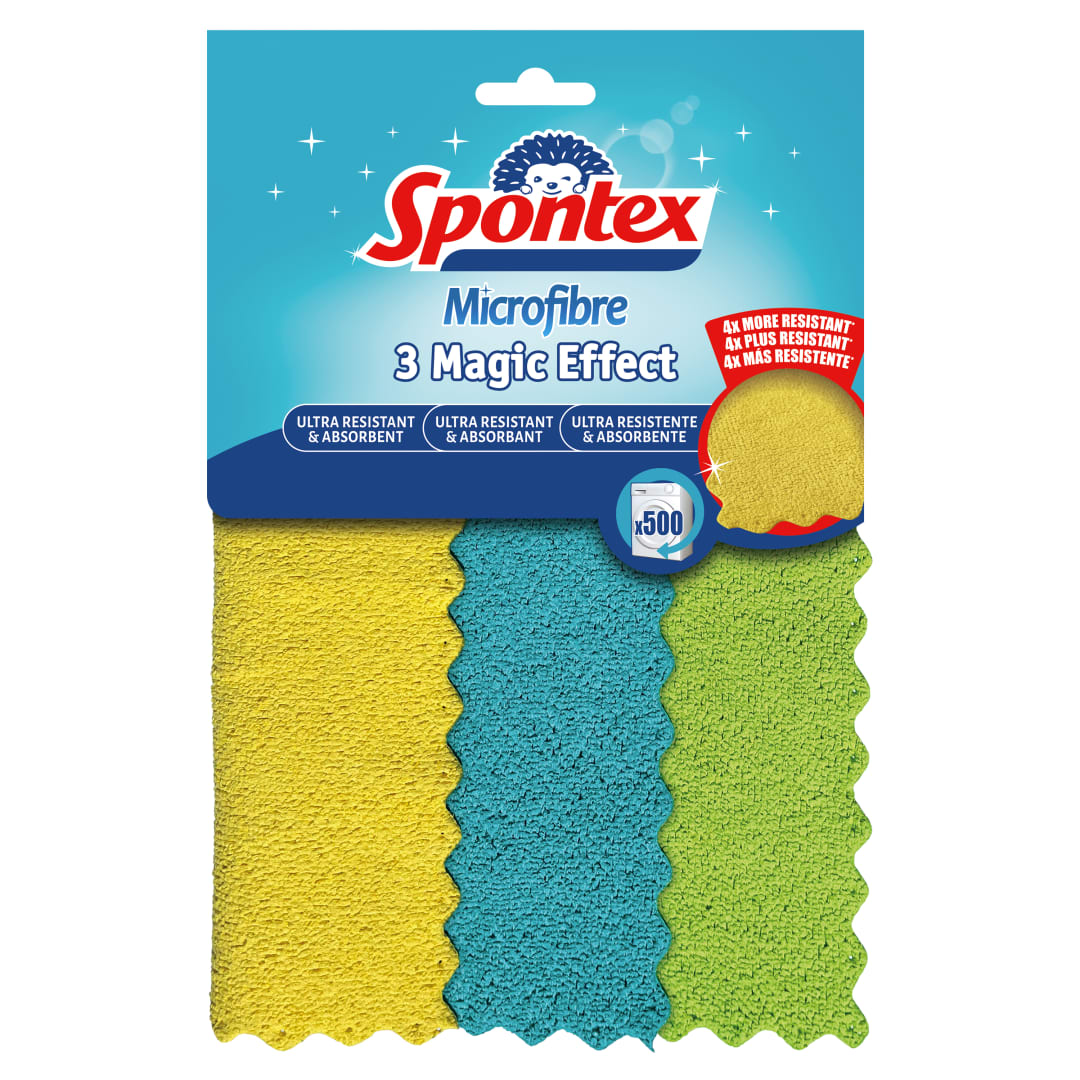 Spontex 3 Magic Effect Paños de microfibra de limpieza de 24,5 x 25 cm