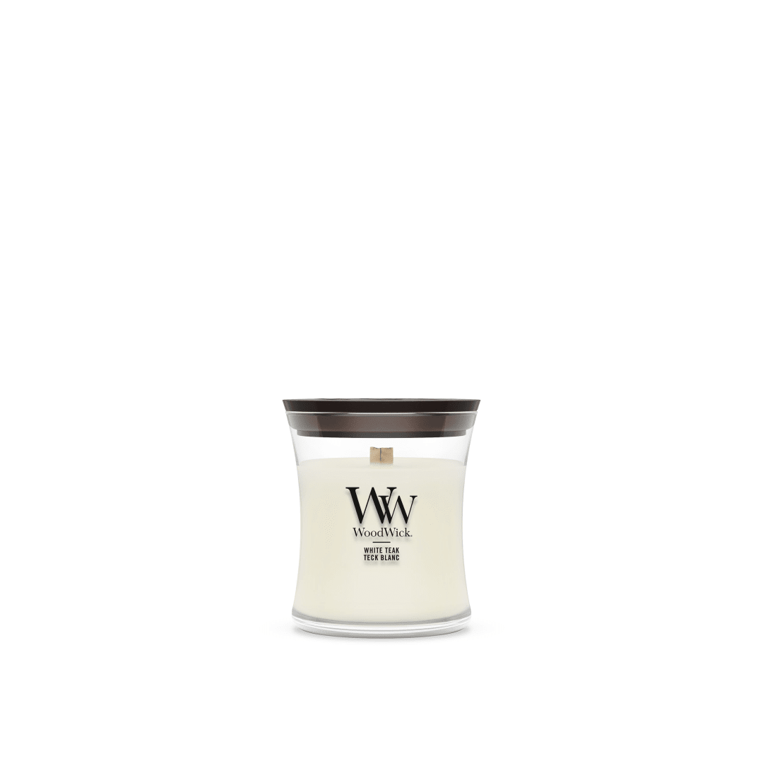 WoodWick | Vela Mini | White Teak | Gran regalo para mujeres