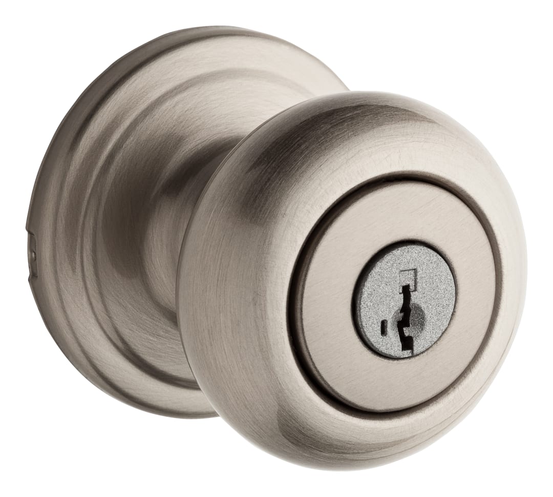 Hancock Keyed Entry Knob featuring SmartKey Security™ in Satin Nickel