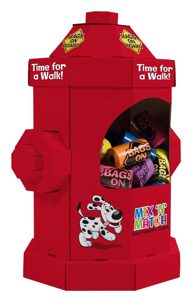 Bags on Board Fire Hydrant Poop Bag Counter Display Dispenser