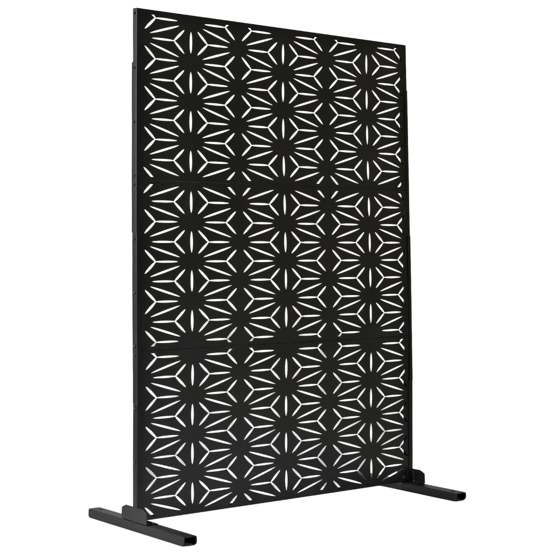 6 ft. x 4 ft. Black Freestanding Metal Privacy Screen Room Divider
