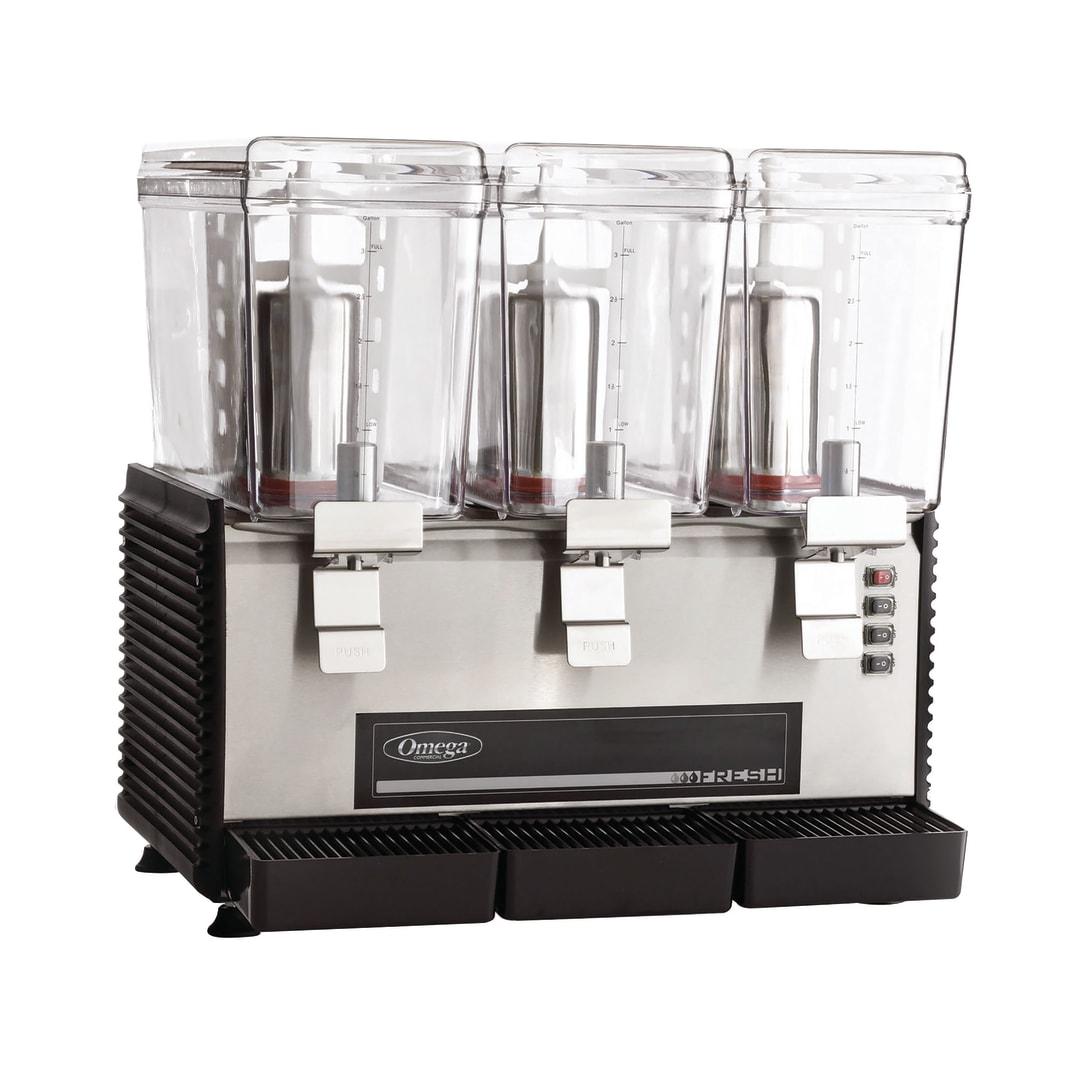 Omega Triple 3 Gallon Bowl Drink Dispenser, in Black/Silver (OSD30)