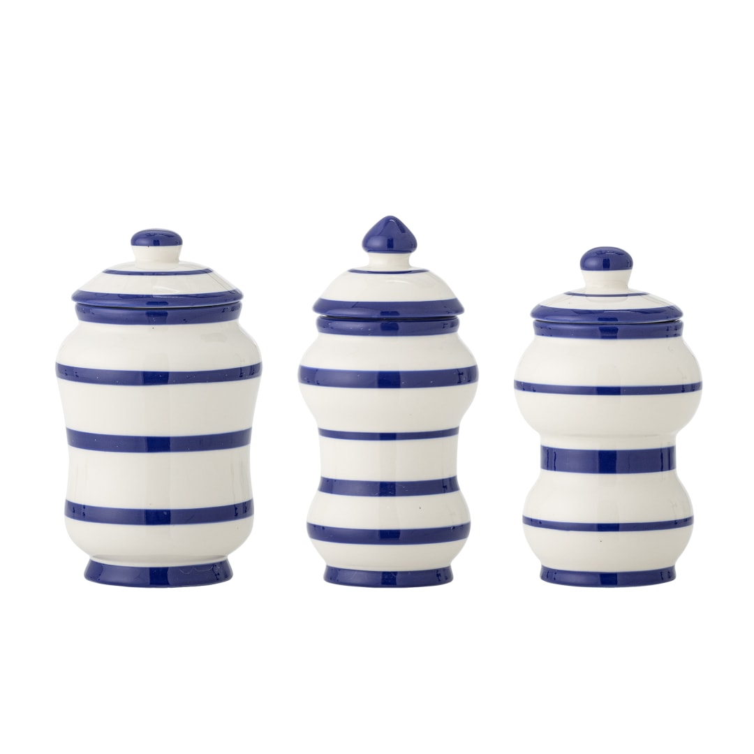 82072818 - Maynard Jar w/Lid, Blue, Stoneware STOCK: 300