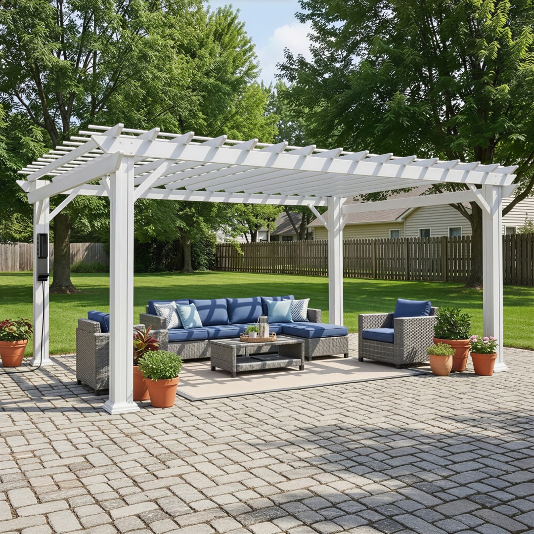 Stratford Pergola White-16x12