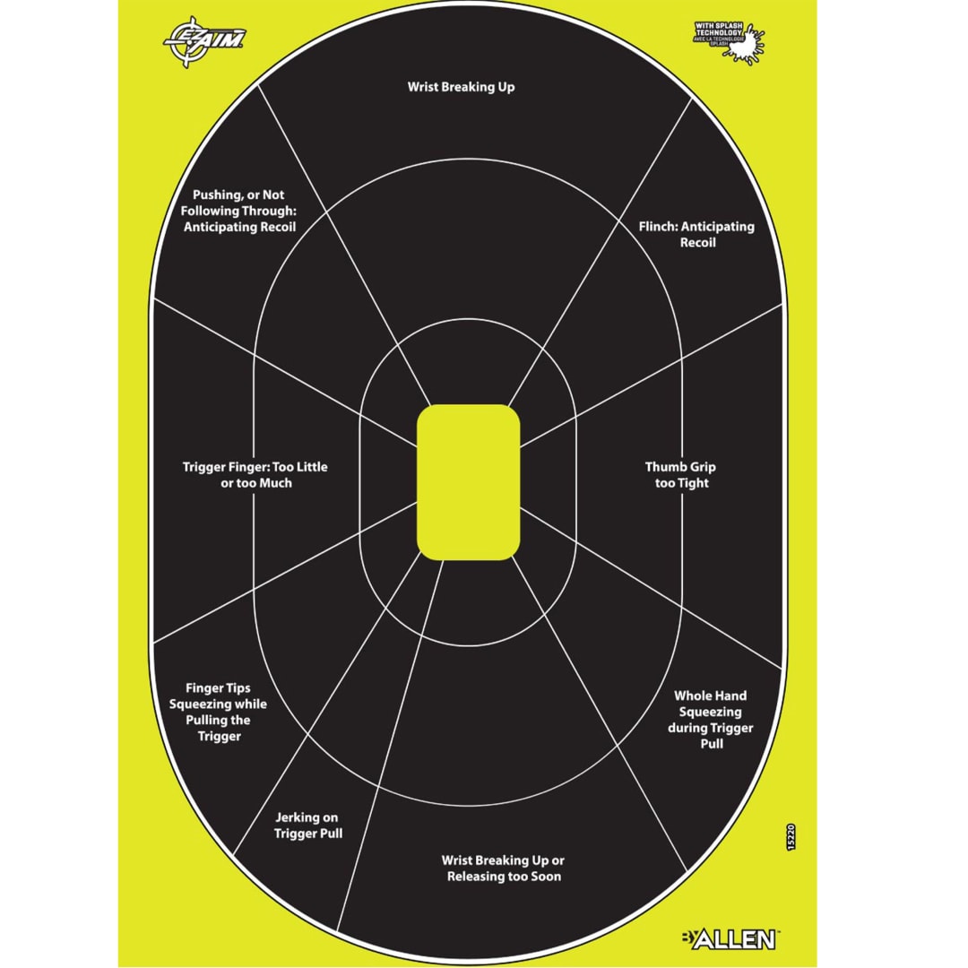 EZ Aim® Reactive Paper Shooting Targets, Handgun Trainer, Peel Away Target Pad, 12.5"W x 18.25"H, 30-Pack, Black/Chartreuse