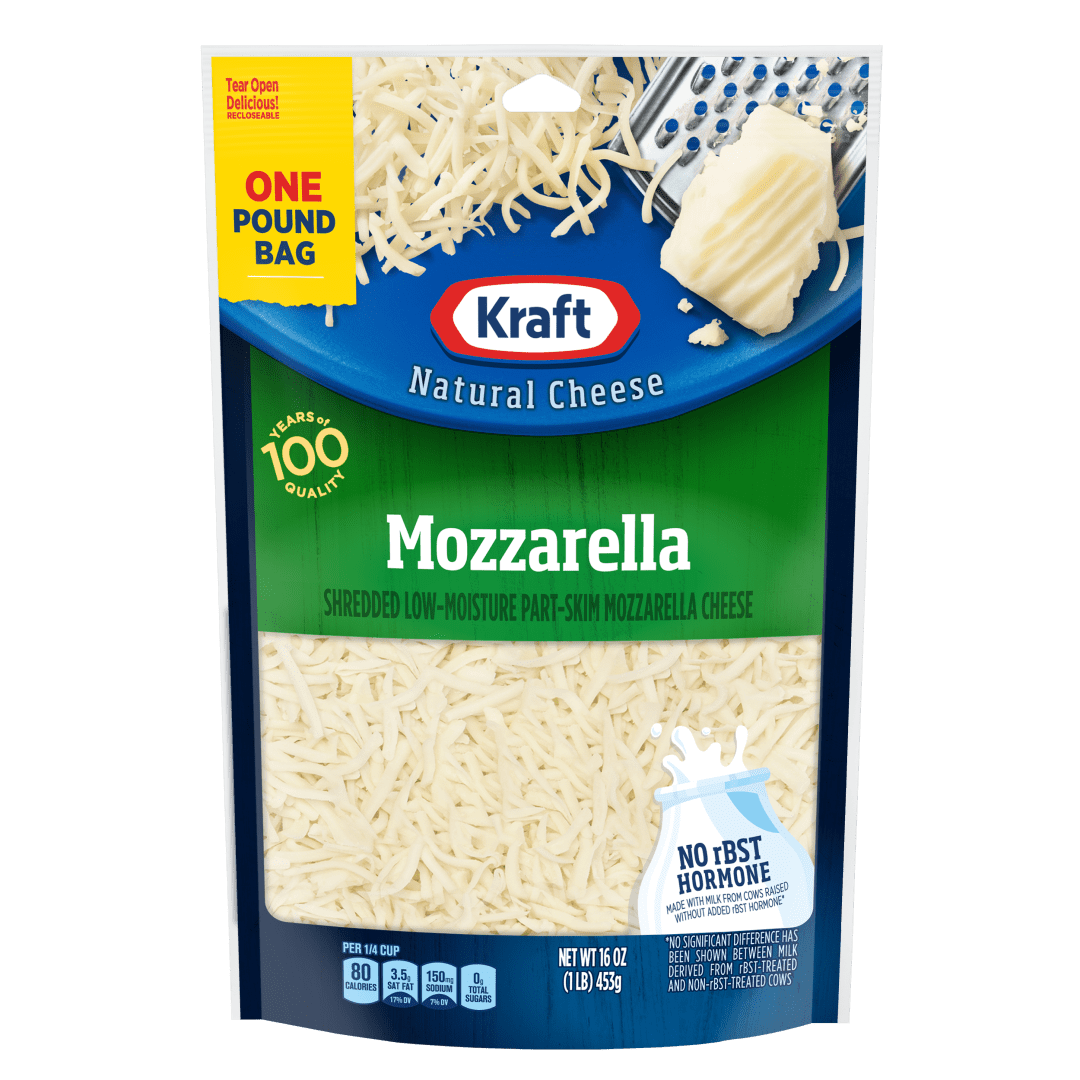 Kraft Natural Mozzarella Shredded Cheese, 16 oz Bag