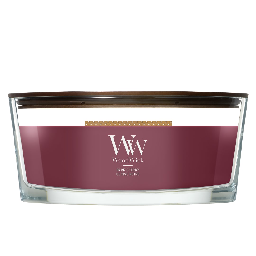 WoodWick Vela perfumada | Vela elíptica | Dark Cherry | Regalos perfectos para mujeres