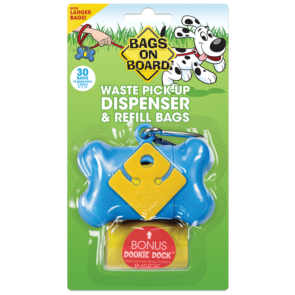 Bags on Board Dog Waste Bag Bone Dispenser with 30 Refill Bags