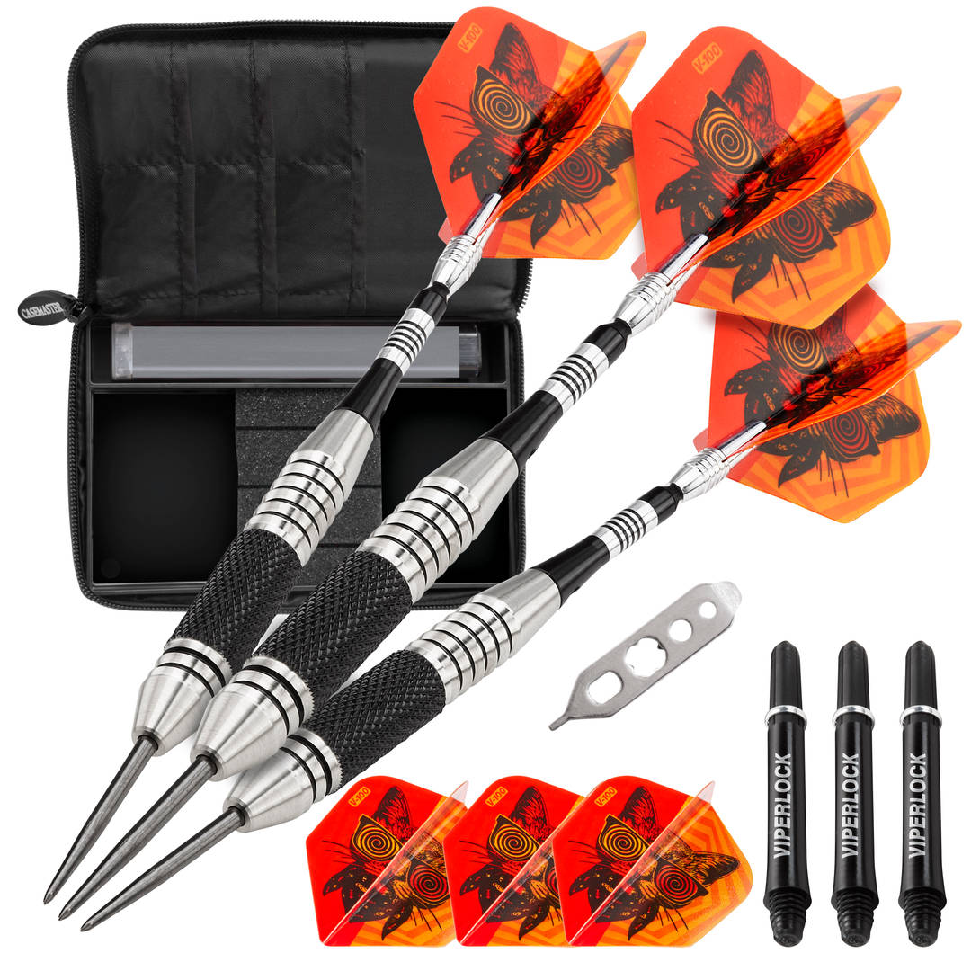 Viper The Freak Steel Tip Darts Knurled and Grooved Barrel 22 Grams and Casemaster Select Blue Nylon Dart Case
