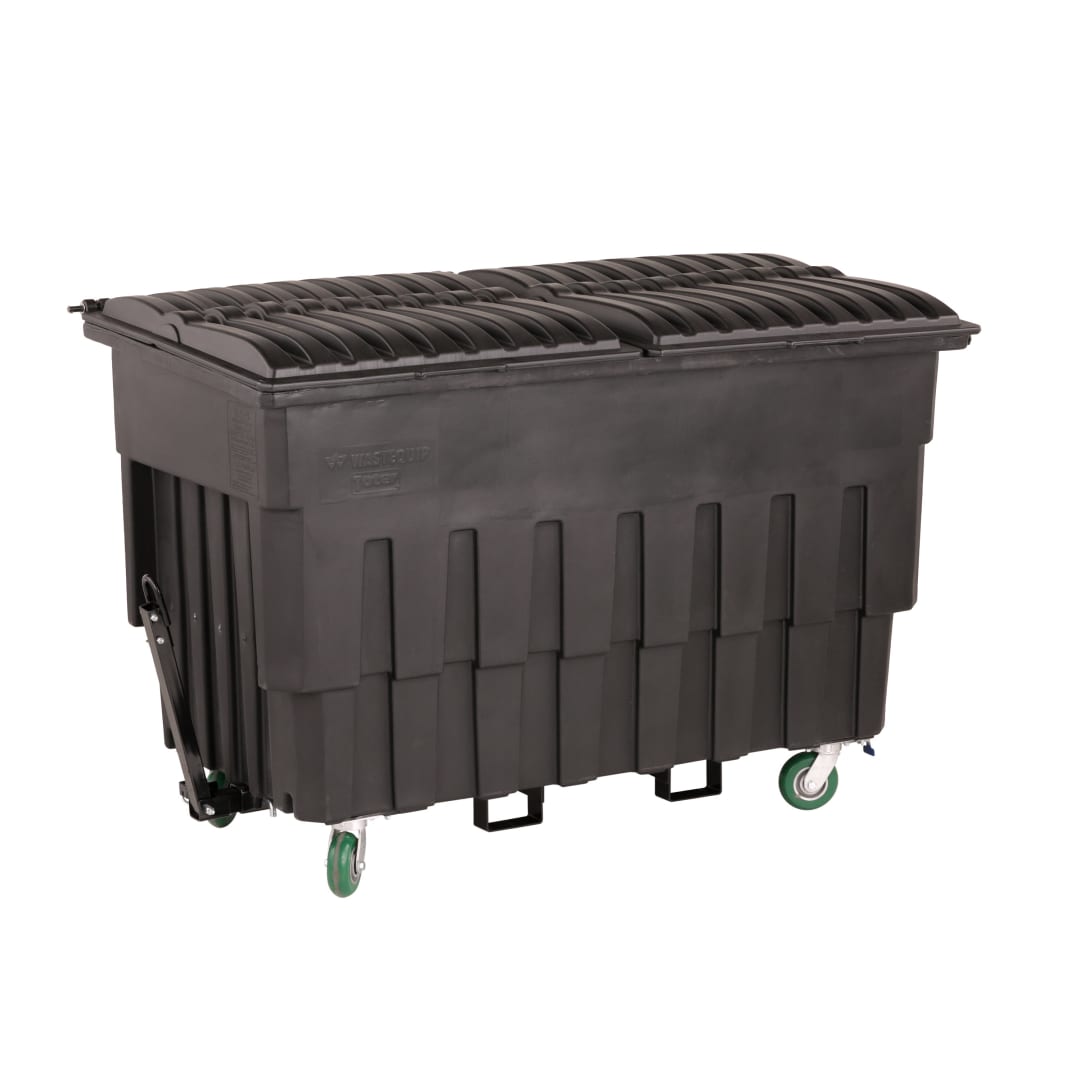 2 Cubic Yard 1000 lbs. Capacity Mobile Truck with Attached Duel Black Lids - Black