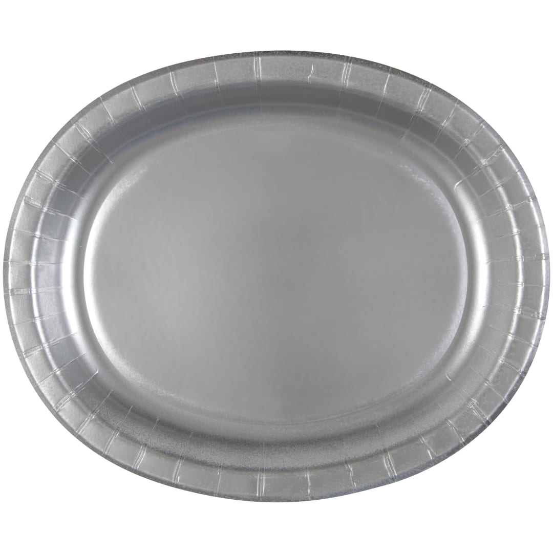 Silver Solid Oval Plates, 8ct