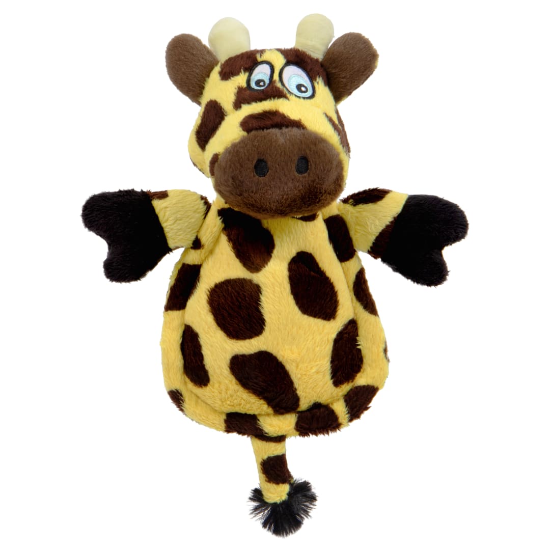 goDog Silent Squeak Flattie Giraffe Plush Dog Toy With Chew Guard Technology, Large