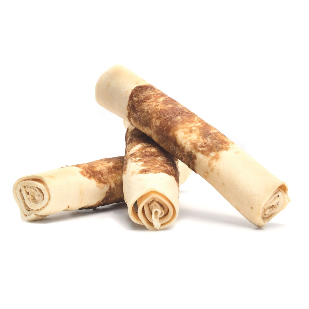 Treatly Combo Chews Beefhide Rolls Dog Chew Treats, Meat Wrap, Pork Meat, 3 Pack
