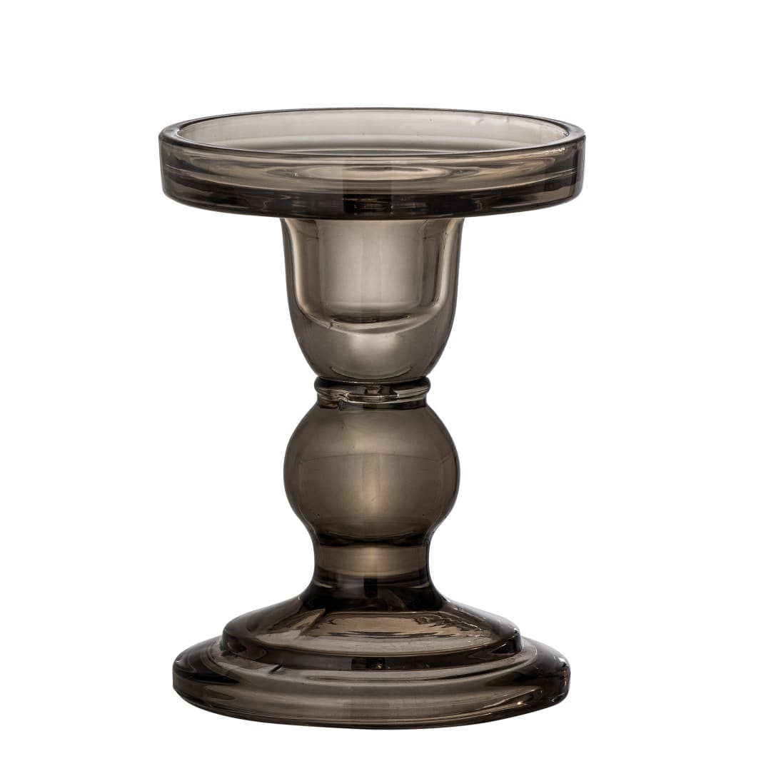 82053221 - Joslyn Candle Holder, Grey, Glass STOCK: 300