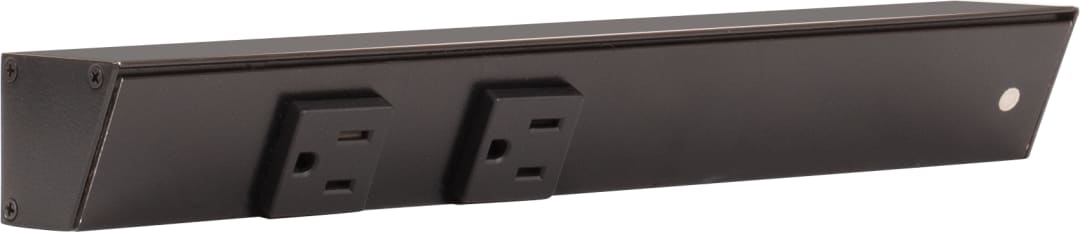 12" Black APT Angle Power Strip, black receptacles, right wire entry