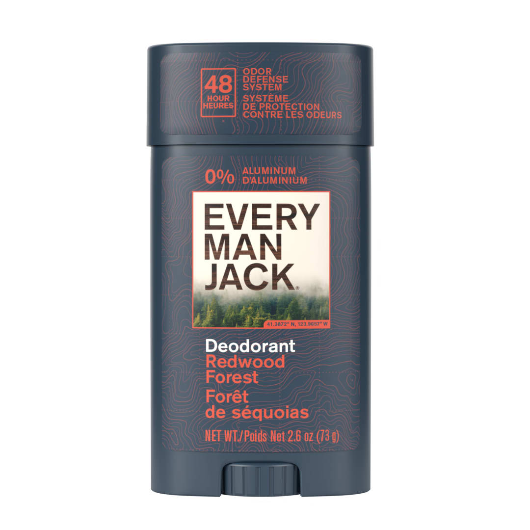 Every Man Jack Men's Deodorant - 48-Hour Odor Defense - Aluminum Free - Redwood Forest Scent - 73 g