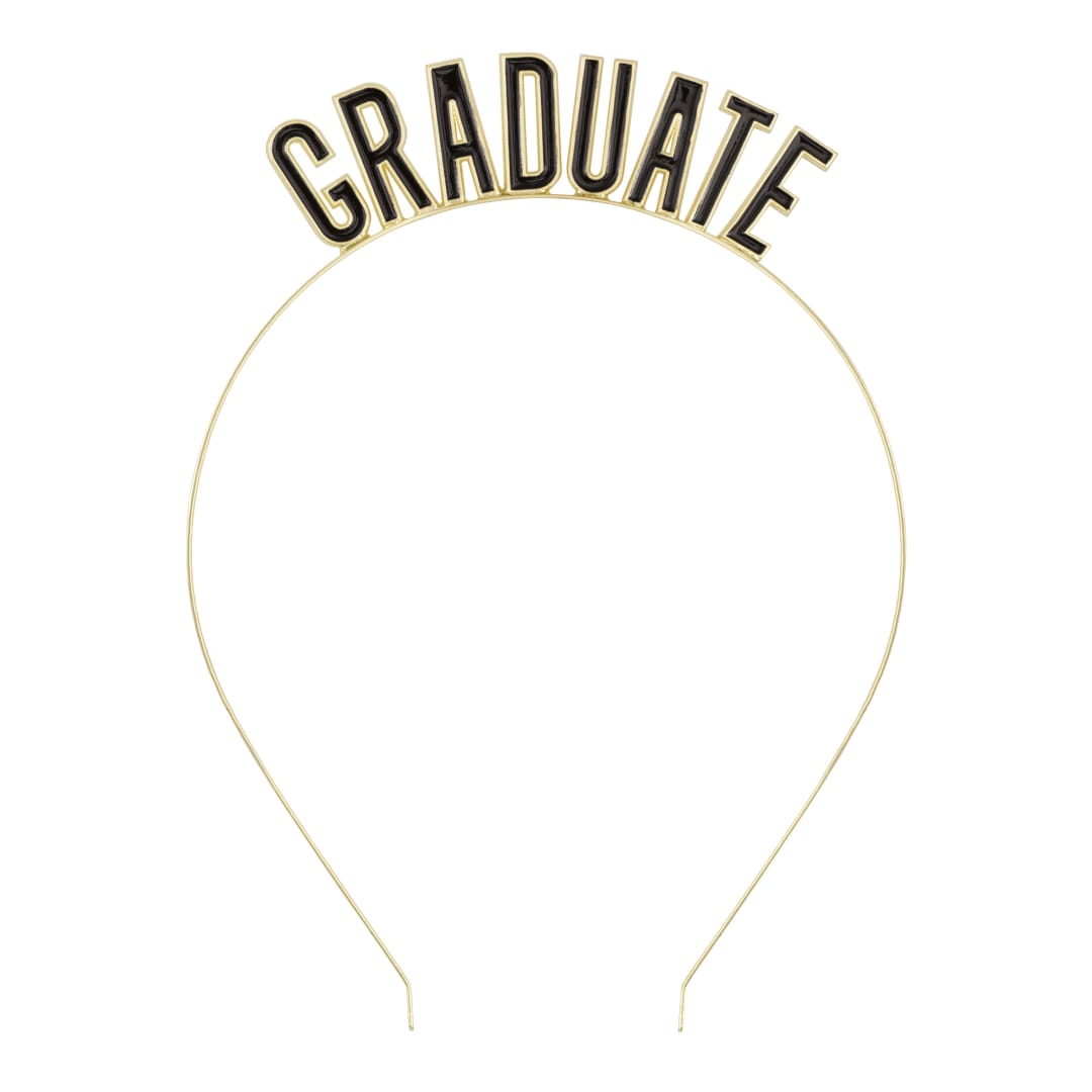 Black &amp; Gold Enamel "Graduate" Headband