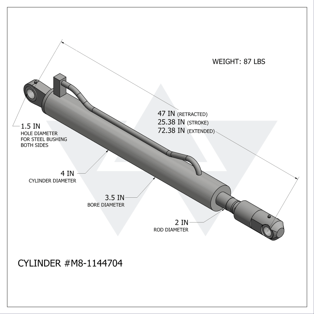 Wastebuilt® Replacement for McNeilus Fork Cylinder (3.5" X 2" X 25.38")