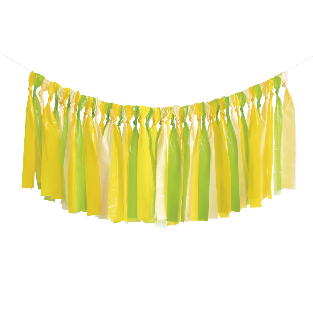 Lime Green, Yellow, &amp; Light Yellow Plastic Fringe Photo Backdrop Kit, 8 ft