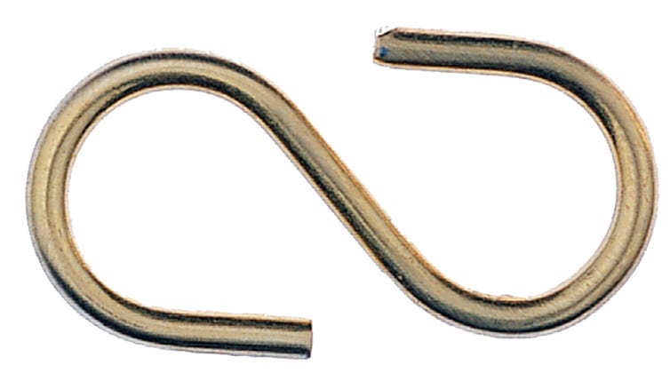 S-Hook 7/8" #5 Brass Plated 100 Pack
