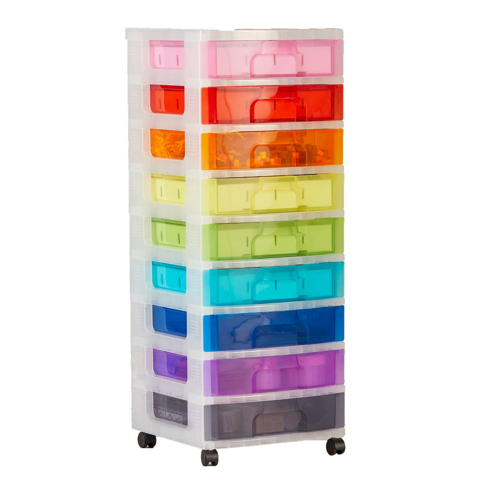 CART, RAINBOW, 9-DWR W/WHEELS & SHIPPER
