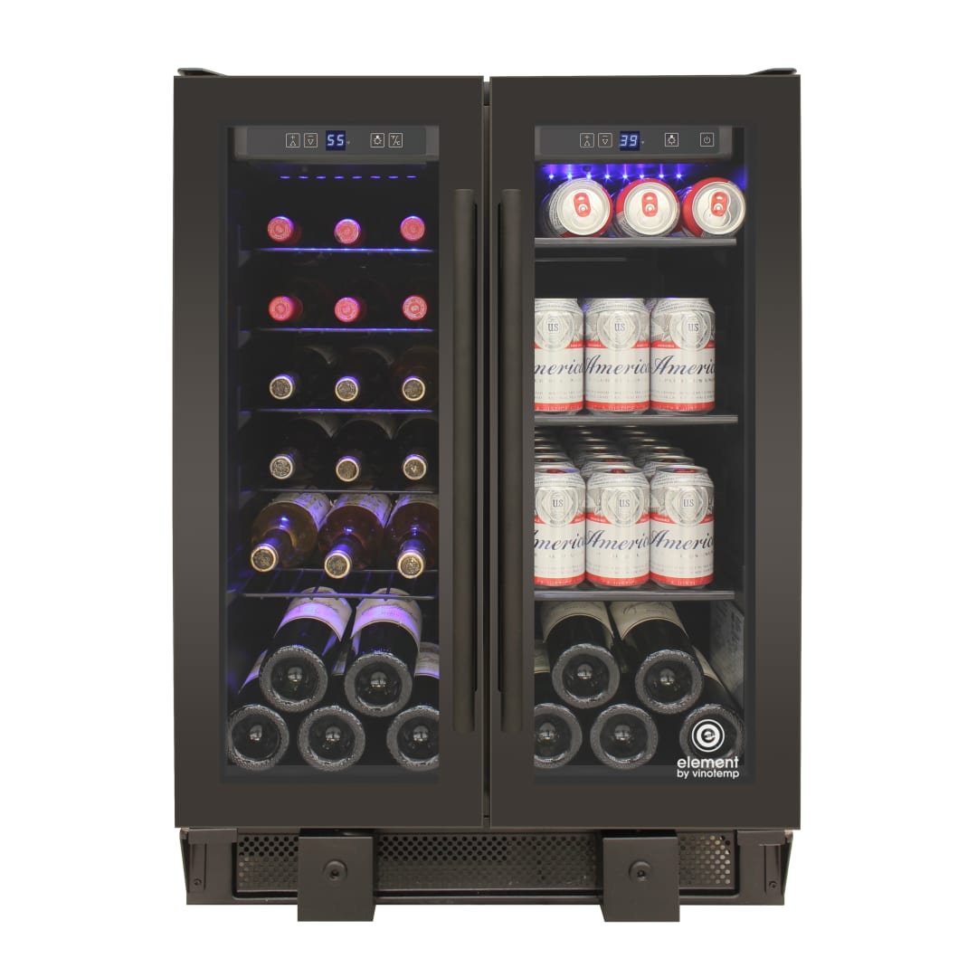 EL-BWC102-02 - 24 Bottle/58 Can Wine & Beverage Dual-Zone 2 Door Cooler, Black