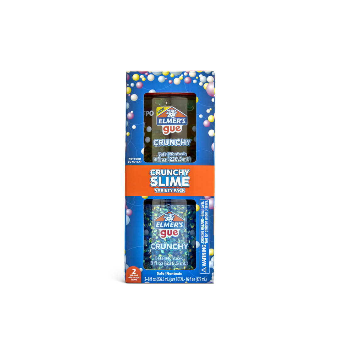 Elmer’s Gue Set de Slime Pre-hecho Crunchy, Con Textura Crujiente, 2 Piezas