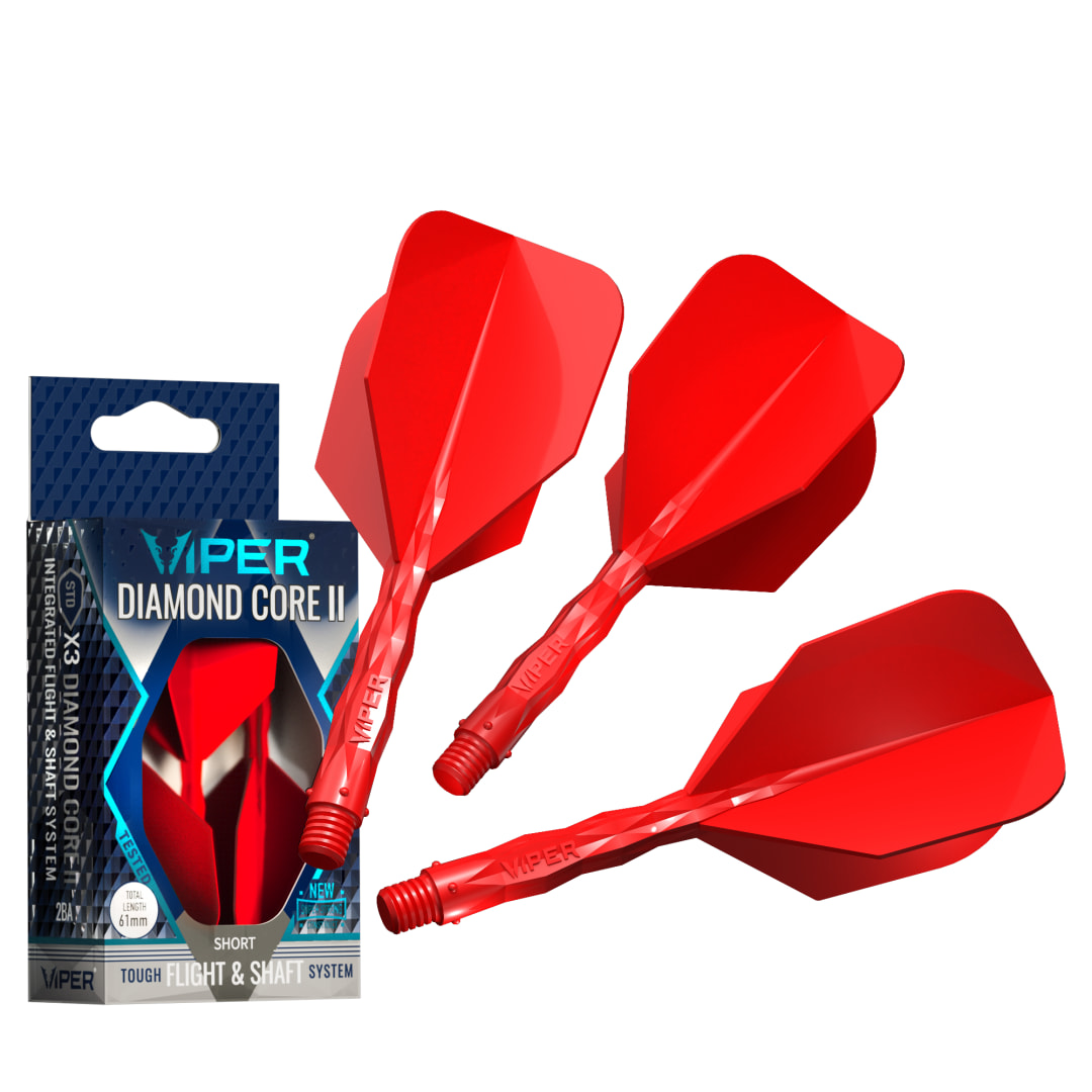 Viper Diamond Core II Integrated Dart Flight & Shaft System - InBetween Shaft, Standard Flight - Red