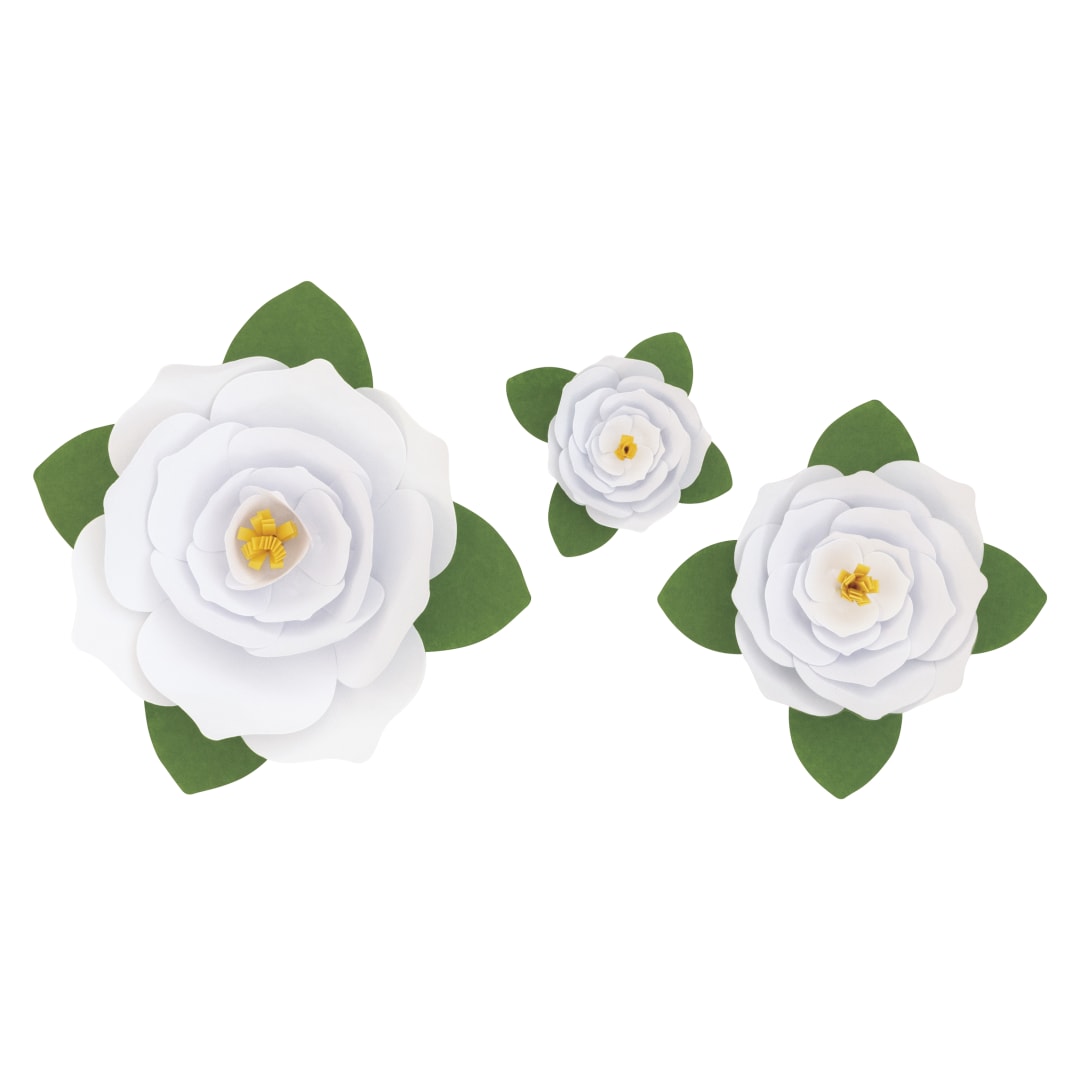 Assorted White Paper Flowers DIY Decoration Kit, 3pc