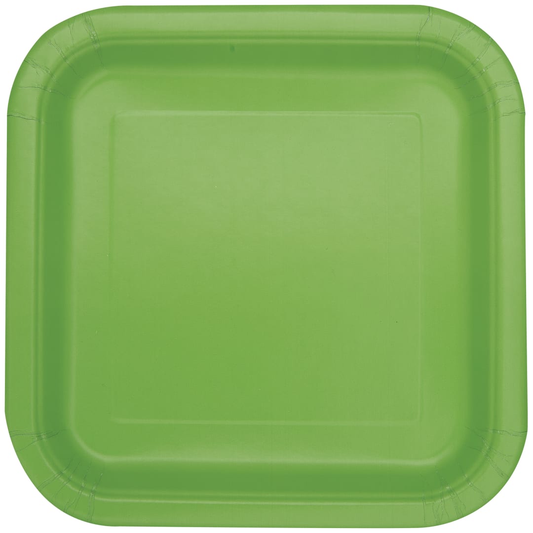 Lime Green Solid Square 7" Dessert Plates, 16ct