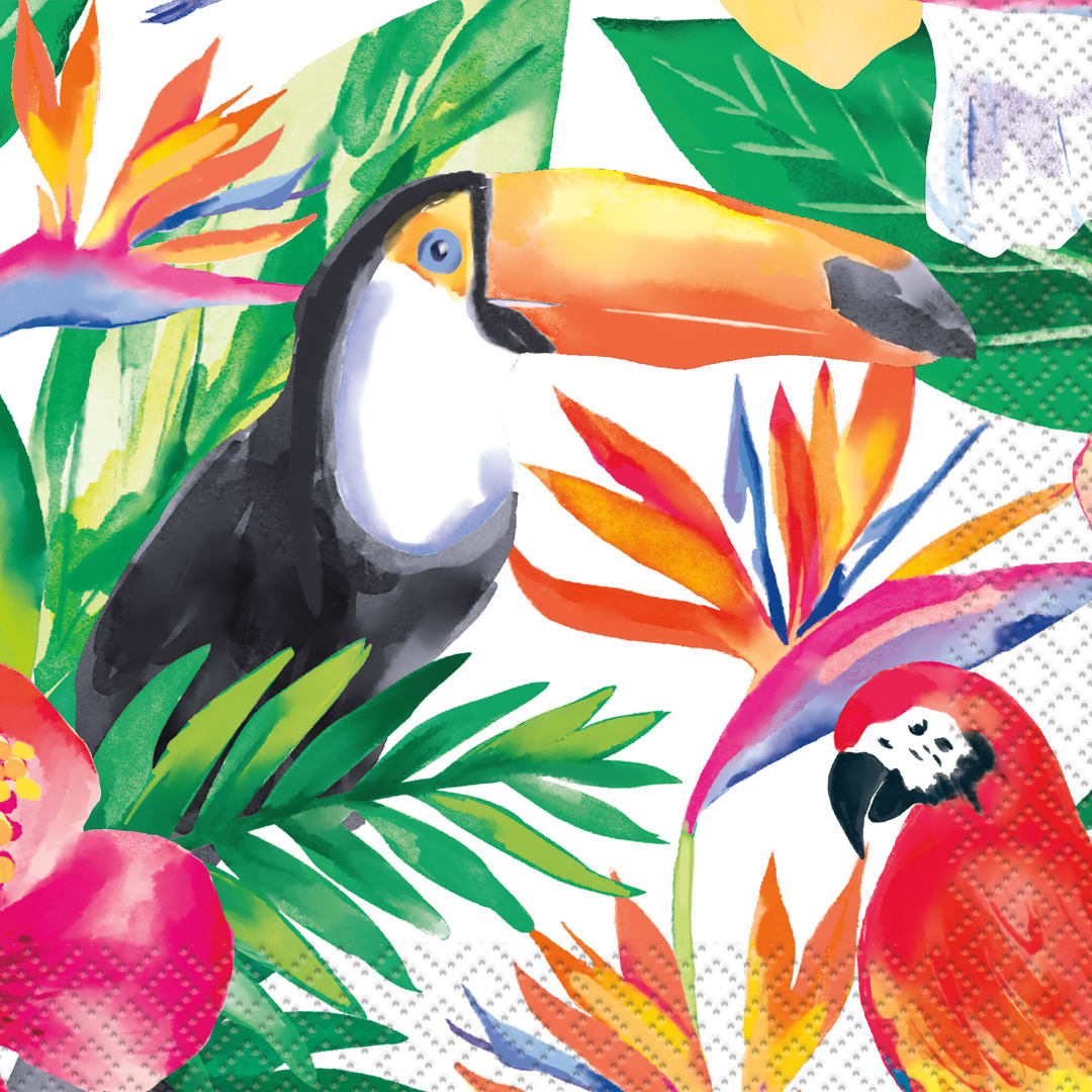 Palm Tropical Luau Beverage Napkins, 16ct