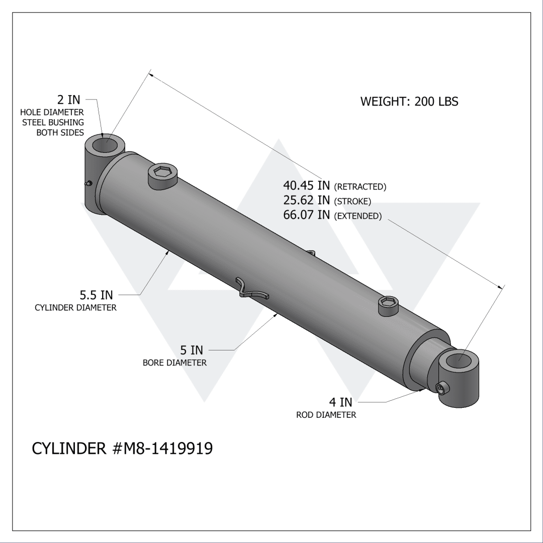 Wastebuilt® Replacement for McNeilus Excalibre Sweep Cylinder (5" X 4" X 25.62")