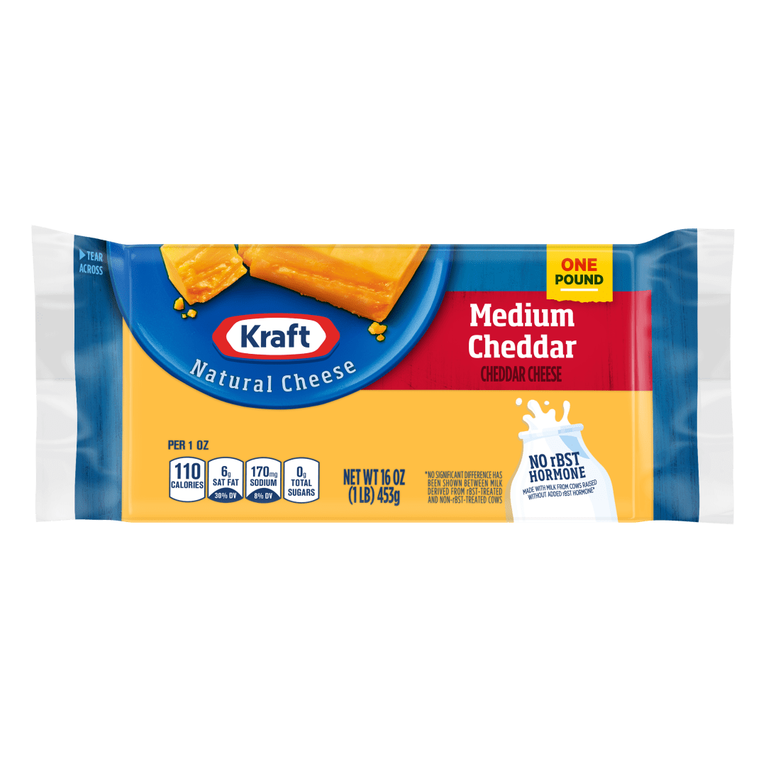 Kraft Natural Medium Cheddar Cheese, 16 oz Block