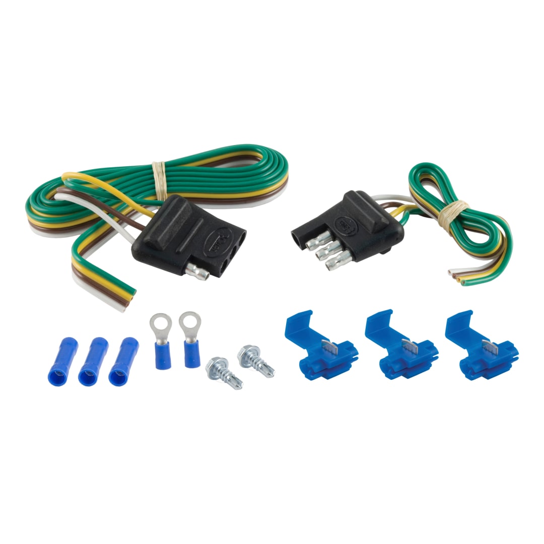 CURT 4-Way Flat Connector Plug & Socket with 12" & 48" Wires & Hardware (Packaged) #58305