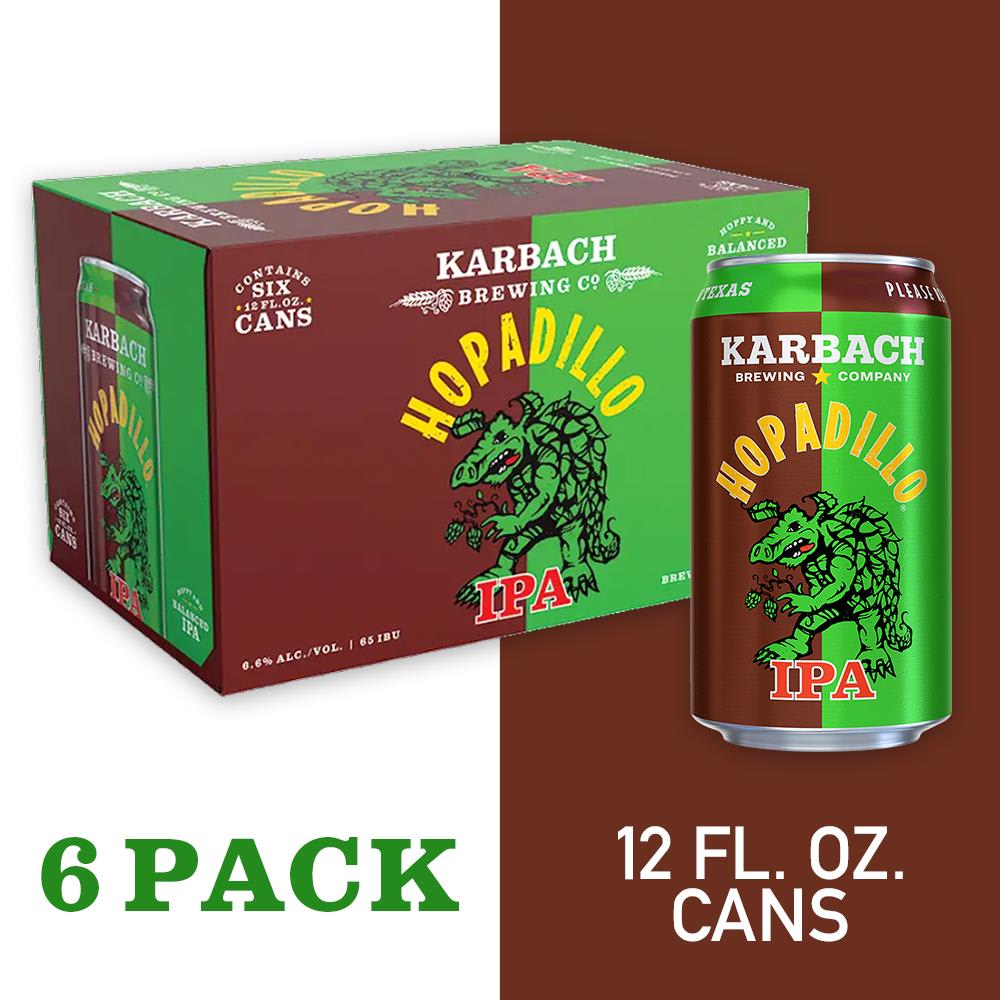 Karbach Brewing Company Hopadillo IPA Craft Beer, 6 Pack Beer, 12 FL OZ Cans 6.6% ABV