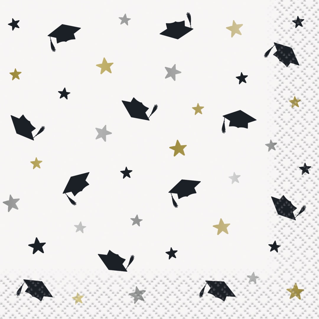 Stars &amp; Caps Graduation Beverage Napkins, 16ct