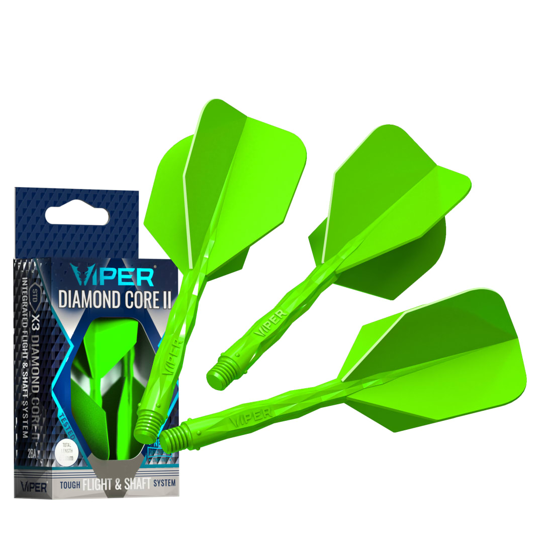 Viper Diamond Core II Integrated Dart Flight & Shaft System - Medium Shaft, Standard Flight - Neon Green