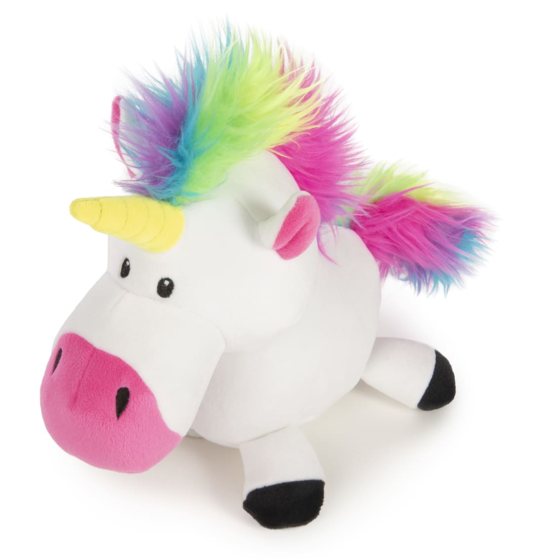 goDog Unicorns with Chew Guard Technology Durable Plush Dog Toy with Squeaker, White, Large