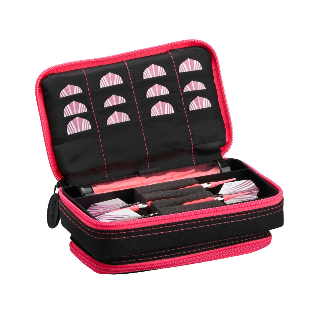Casemaster Plazma Plus Dart Case Black with Pink Zipper and Phone Pocket