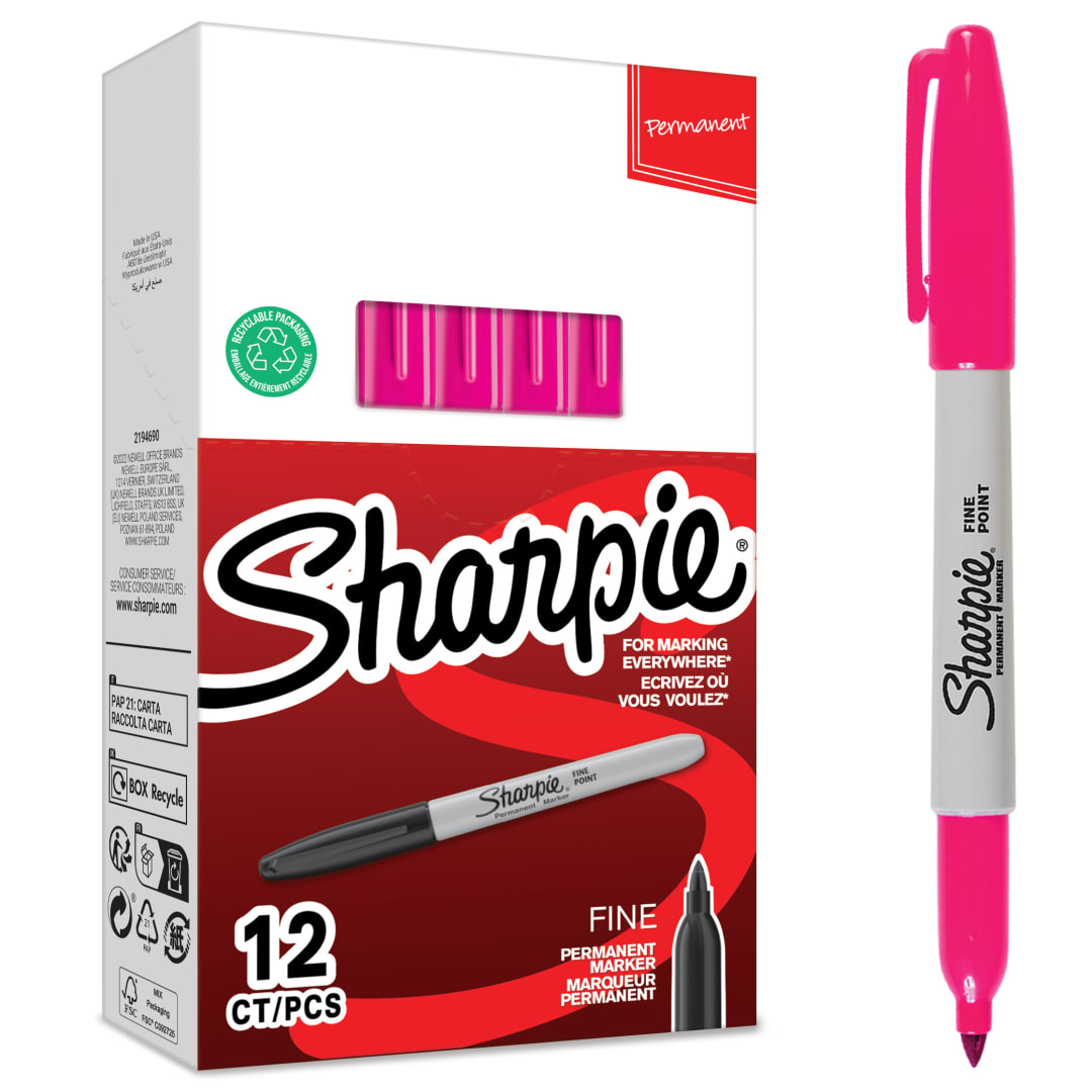 Sharpie rotuladores permanentes | punta fina | tinta magenta permanente | paquete de 12