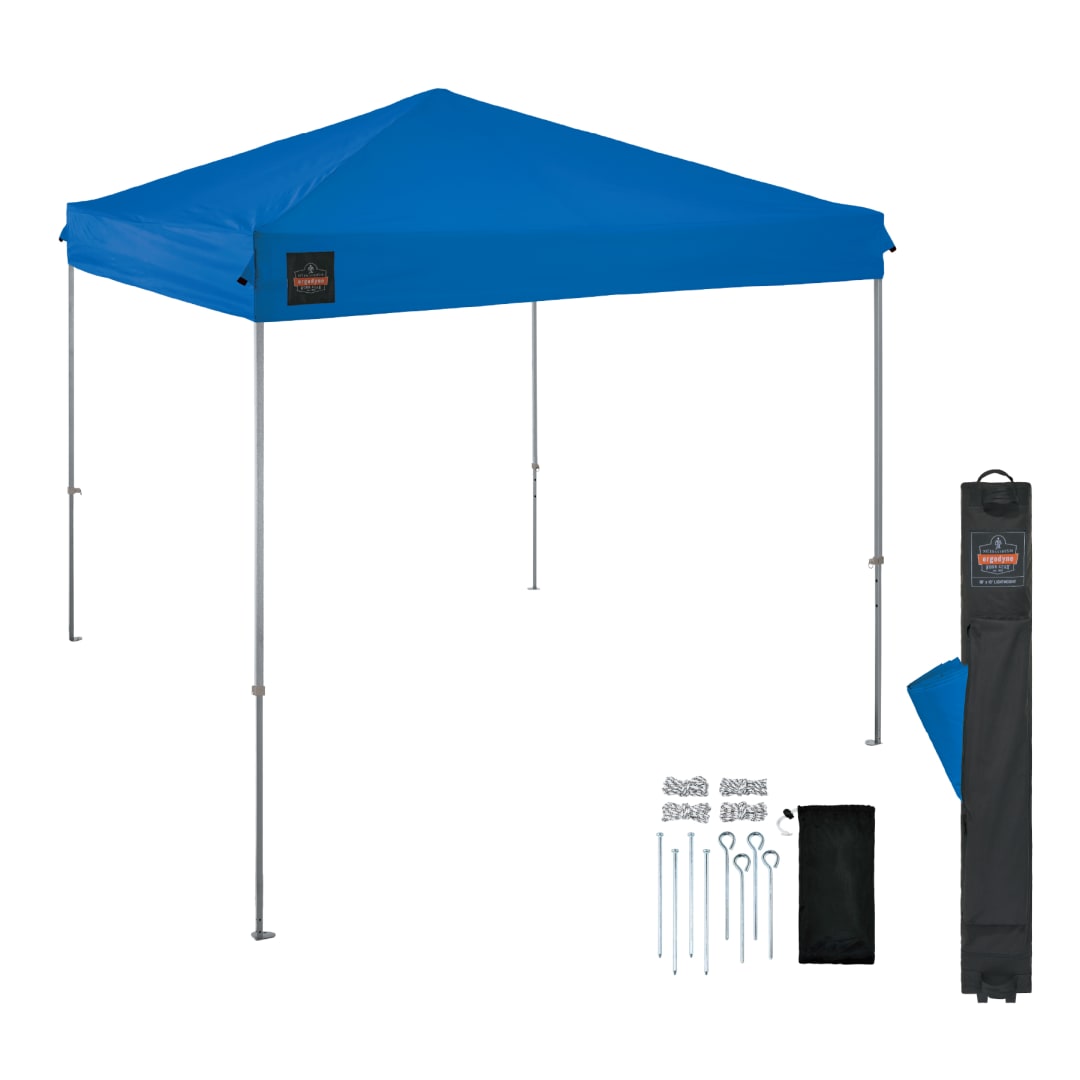 6001 Pallet of 25 Blue Lightweight Pop-Up Tent - 10ft x 10ft