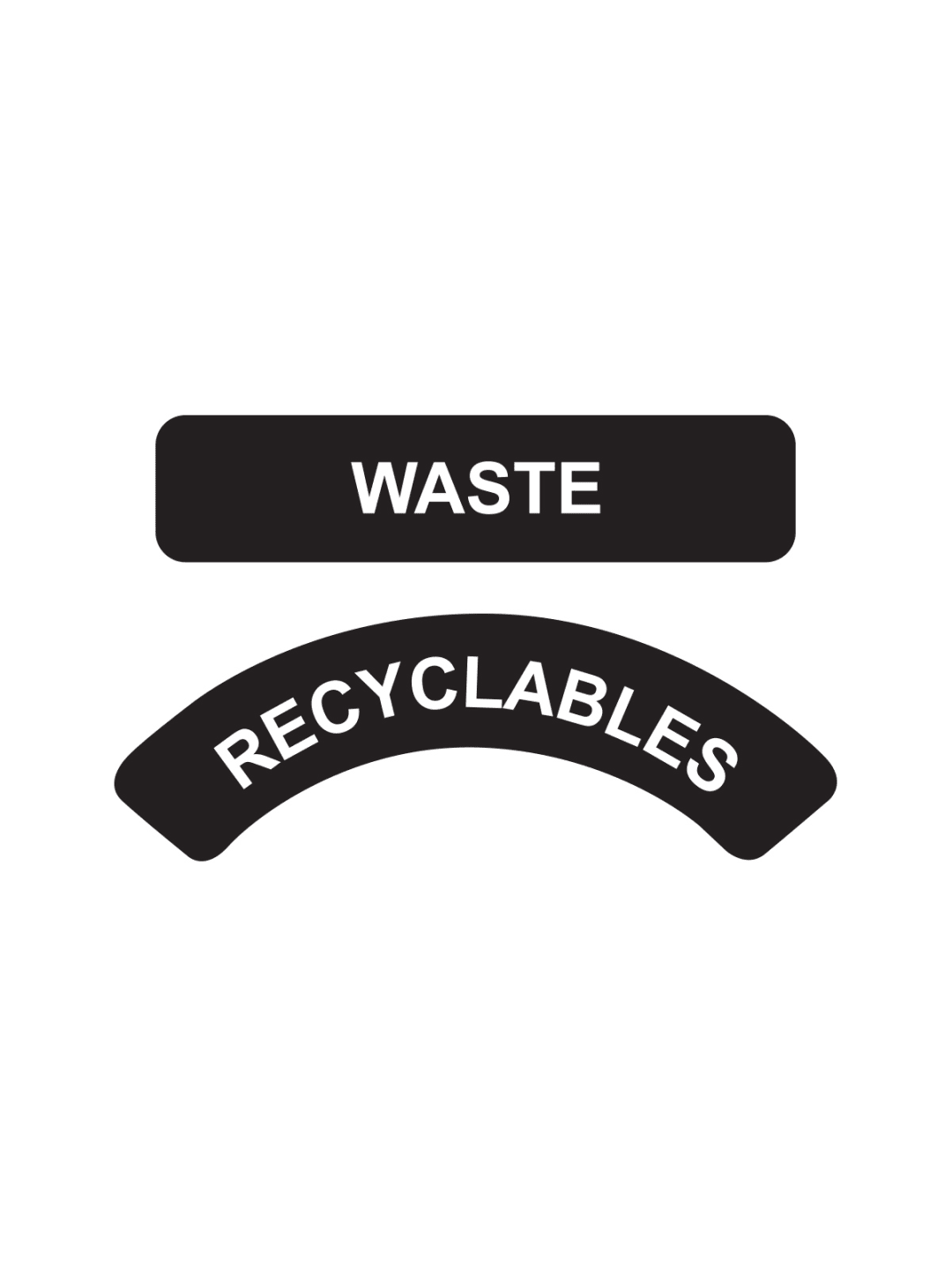  SUSTAINABLE CITY - Label - Recyclables-Waste - Black-White