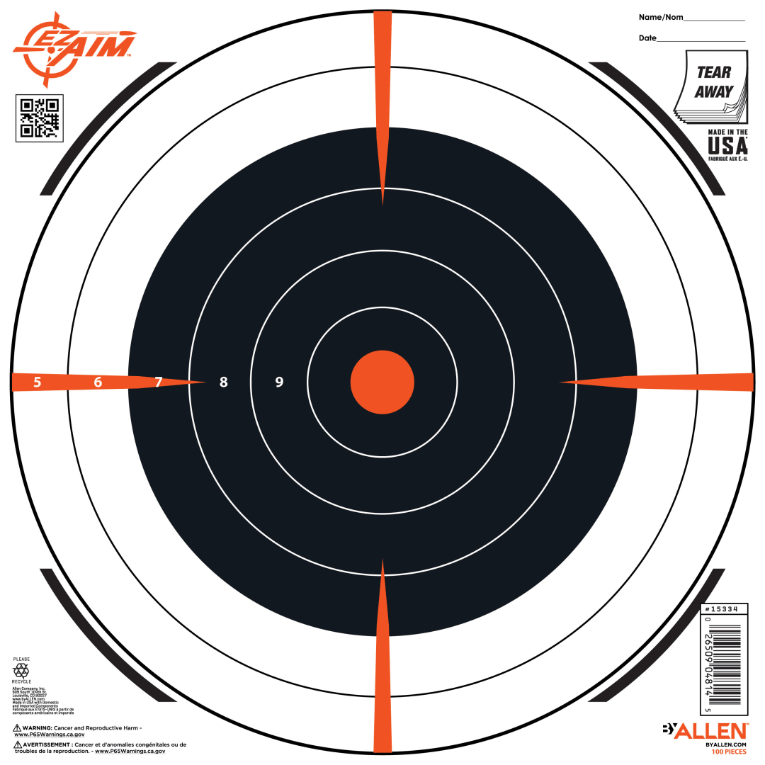 EZ Aim® Bullseye 12" Paper Shooting Targets, 100-Pack