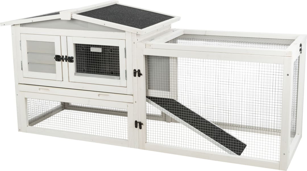 natura Insulated Rabbit Hutch with Large Run, Gray