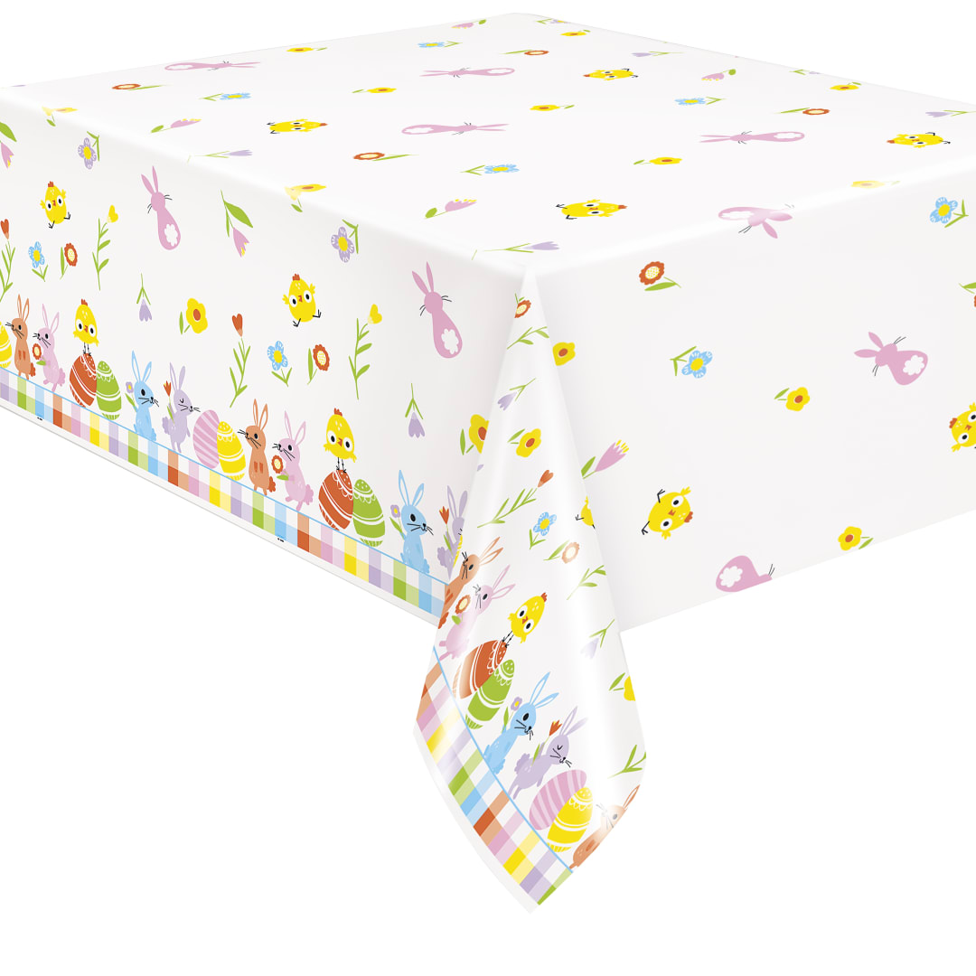 Colorful Gingham Easter Rectangular Plastic Table Cover, 54" x 84"