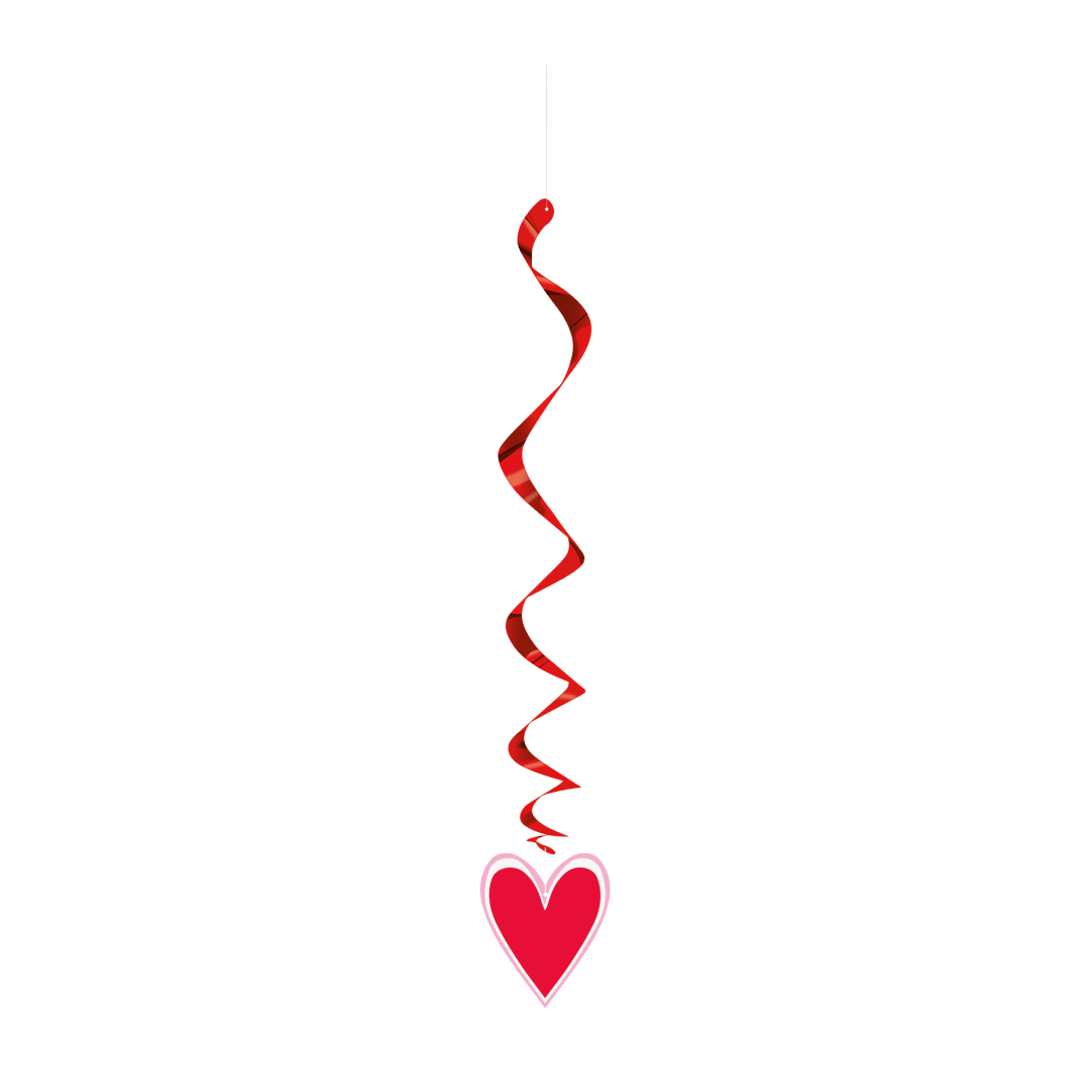 Pink and Red Heart Hanging Swirl Decorations, 26", 3ct