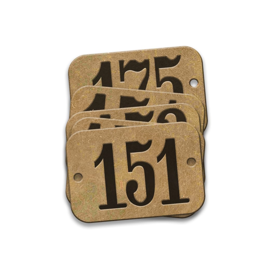 Pre-Marked Tag-Rectangle with Rounded Ends 151-175 5/8"x  1-29/32" Brass 25 Pack